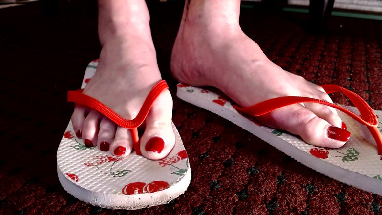 Abby Anna: Kaki Merah Flop Flops Kaki Dewasa