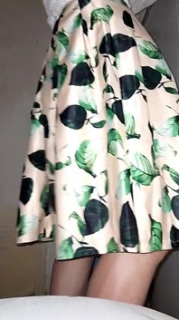 Urine and Sperm Flow Wetting the Satin Skirt of a Crossdresser