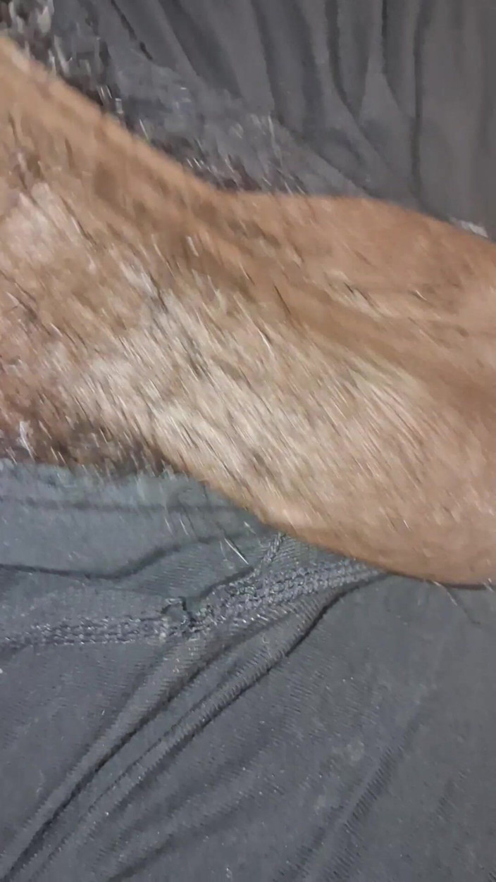 Chocolate Meat Stick: Stroking Big Black Uncut Dick Through Underwear