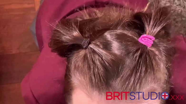 Brit Studio: POV college girl sloppy blowjob
