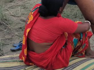 Sabina244: Dinajpuri en iyi desi bengalli boudi kırmızı sari içinde açık...