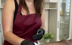 During a Depilation Training by Sugarnadya, a Client Cum on a Young Apprentice