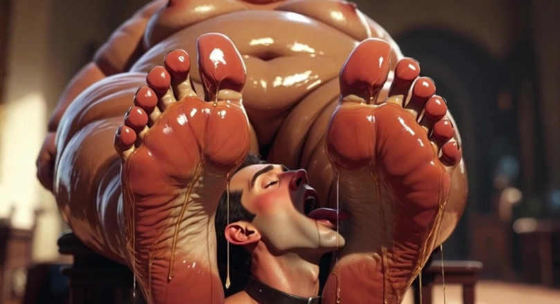 YOUR BEST FANTASY: Ssbbw laat magere slaaf haar bezwete voeten likken