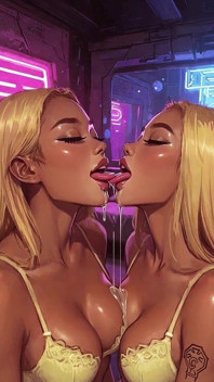 Blonde lesben, zunge und kuss-fetisch, Ai animation