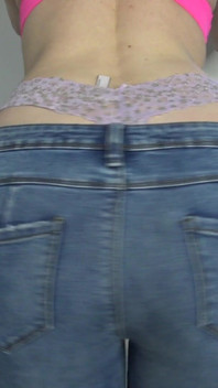 Thong in jeans 
