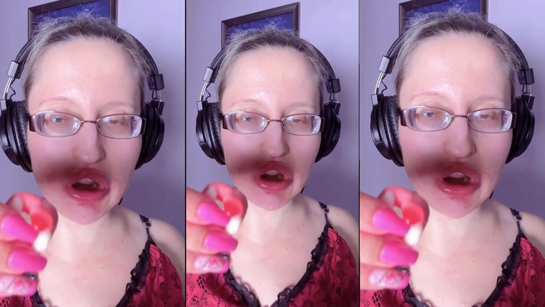 FinDom Goaldigger: Asmr Teeth candy essen - Asmr, Augenbrille, Gianess, lippenstift, große lippen,...