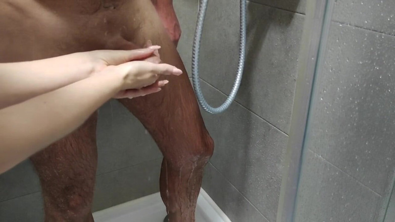 Anal histories: Shower masturbation by hands with long nails