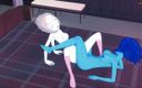 Hentai Smash: Crystal Gems Pearl și Lapis fac sex lesbian pe un pat -...