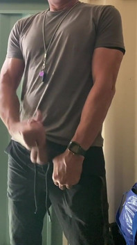 Jockdad87 Shoots a Load of Cum All Over the Equipment Closet
