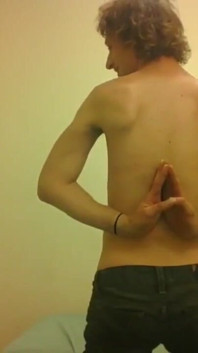 Topless Transgirl Surprised at Her Own Flexibility