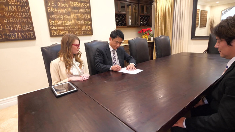 Japornxxx: Ashley Lane Threesome of Contract Conclusion Fuck and Creampie 4K