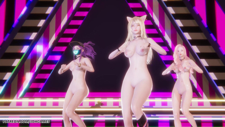 3D-Hentai Games: Blackpink - การเต้นแก้ผ้าเซ็กซี่ของ Ahri Akali Seraphine