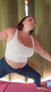 Naturally Curvy MILF Micha Liz Strips for Nude Yoga