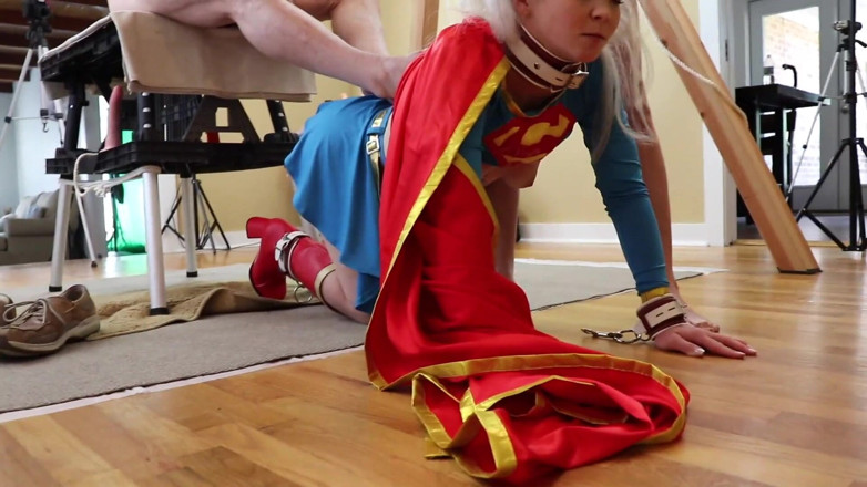 Azure Sky Films: Kay Carter-supergirl bondage spit roast deepthroat oral girl-girl facial