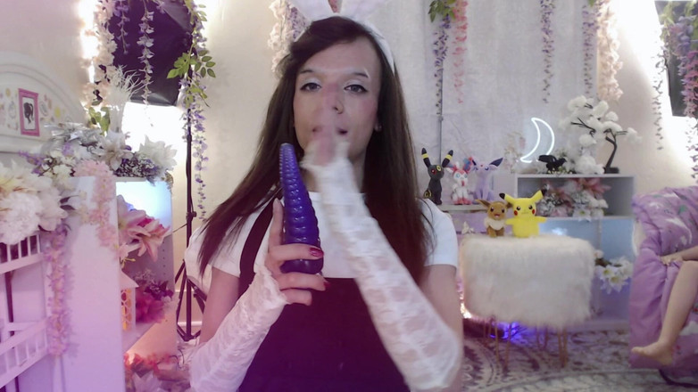 XxHayleeMariexx: 兔子 femboy 女仆用怪物玩具张开她紧致的屁股！！