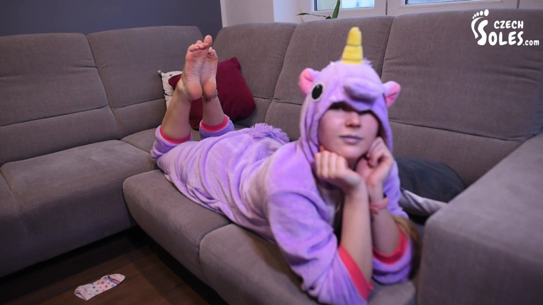 Czech Soles - foot fetish content: Cosplay big teen feet teasing POV