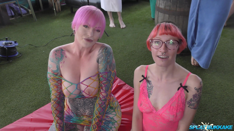 100% Amateur Gangbang and Bukkake from the UK!: Bukkake yang benar-benar menakjubkan dengan awek bertatu Piggy dan Rosa...