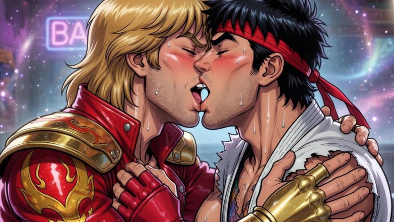 Erotic Man: Ken and Ryu Making Out (ai)
