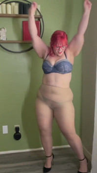 BBW in Nylons Strips Down and Jiggles Her Body