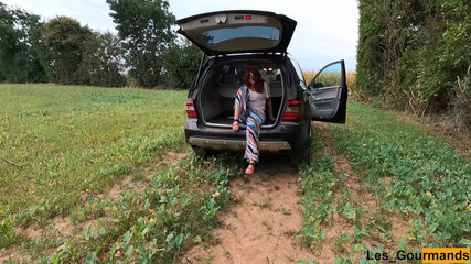 Les Gourmands: Beautiful Redhead MILF Sucks Son in Law's Cock Outdoors to...