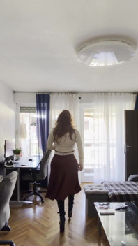 Crossdresser Walking Around the Apartment Showing High Heels and Lovely Pearls