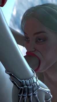 Caliente ciencia ficción androide Futa Dickgirl juega con una rubia cachonda sexy en la estación espacial