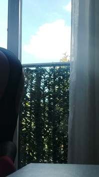Em Lingerie e Saltos na Janela com um Brinquedo