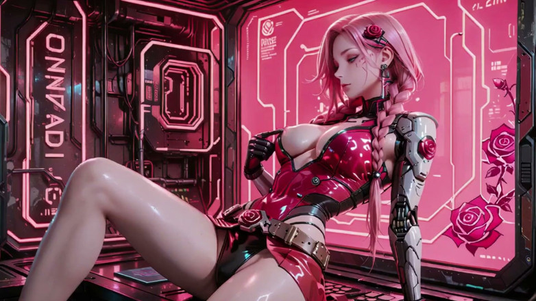 Seraphina Vale: Pembe saçlı mech warrior! Neon sokaklarında diz çöküşü, red rose ve...