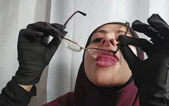 Tam tesettürlü sert ve soppy gırtlağına kadar alıyor mia niqab
