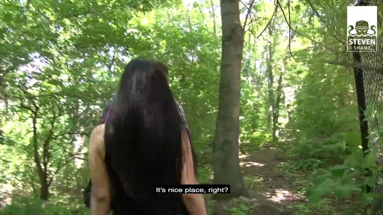 Steven Shame: Creampie outdoor: Asian Milf seduced by German big dick