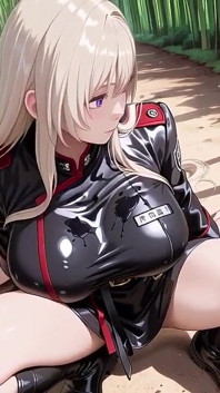금발 Valkyrie의 옷을 벗고 순간, 그 큰 슬릿 블랙 유니폼은 미친!
