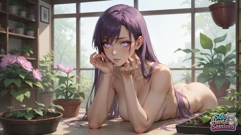 Solo Hentai Sessions: Violette haargöttin schluckt morgens kaffee im sonnengeschienen heiligtum
