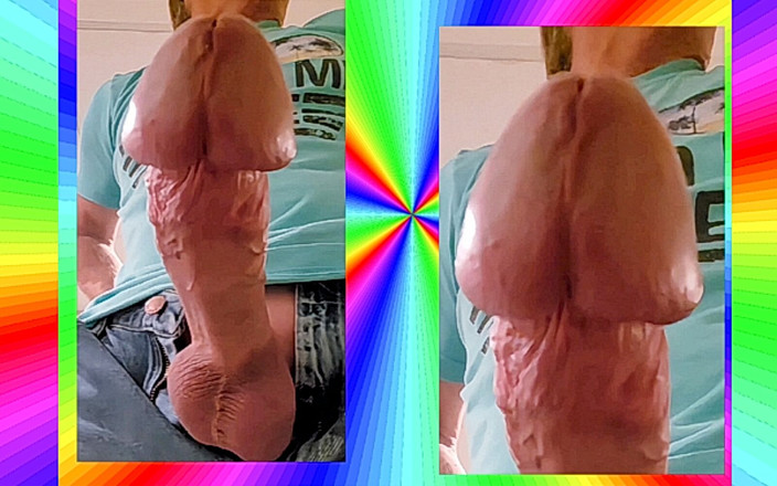 Biggyshots: Twink visar närbild av stor kuk och stor spermasprut