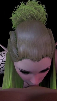 Peri imut kayu lagi asik nyepong kontol sambil berlutut | Porno 3D