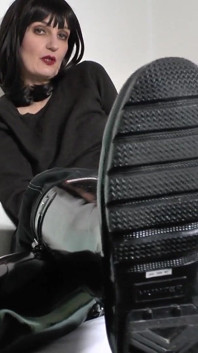 Lick Stepmother's Shiny Rubber Boots and Cum on Rubber Boots Lady Victoria Valente