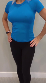 Black Yoga Pants & Blue Compression Shirt Try on