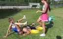 Femdom Austria: Cheerleader kicking fun!