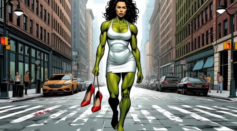 Octopussy Lovers Club: Puszczalska She-Hulk nagość. Karykatura