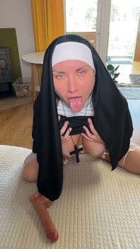 A Nun Is Fucking Her Holy Cunt with a Giant Dildo