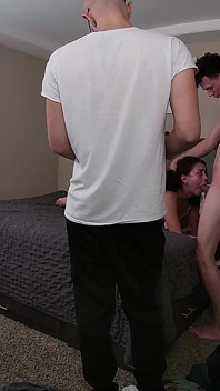 Horny Slut Invites Over 2 Guys at the Same Time Bts