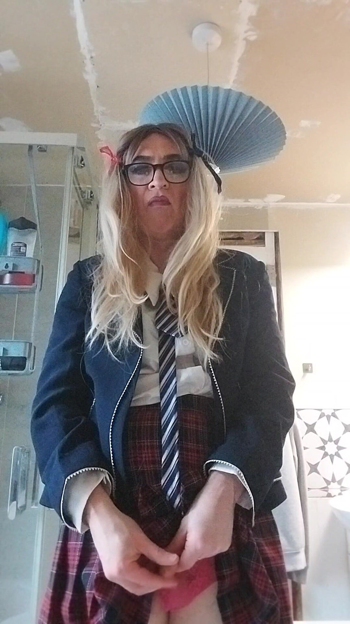 Cindy Belfast: Horny Sissy in Uniform Loves Her Precum