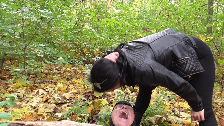 Femdom Austria: Spitting session in the forest