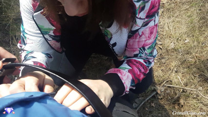 Cristall Gloss: Manželka venkovní kouření a šukání velkého zadku POV