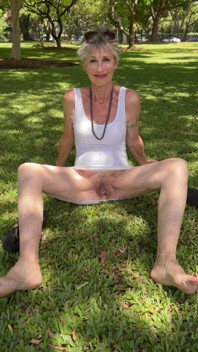 Spreading My Legs on the Lawn of the Botanical Park