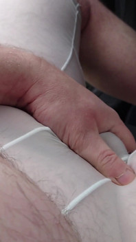 Nylonjunge Playing with Cock in White Nylon Shorts