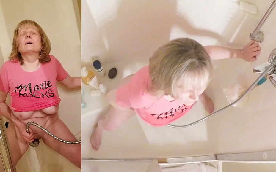 MarieRocks: Horny grandma is 66 and still rockin' the shower