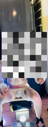 TS Shemale in High Heels Very Sexy White Stocking Lingerie Showing His Panties Outside