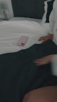 Step Son's Friend Fuck His New Step Mom While Phone Talking in Share Bed
