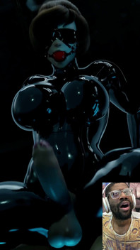 Mei Is a Tasty Sexy Futa Cock Pre-cumming BDSM Latex Ball Gag Blindfold Wearing Queen