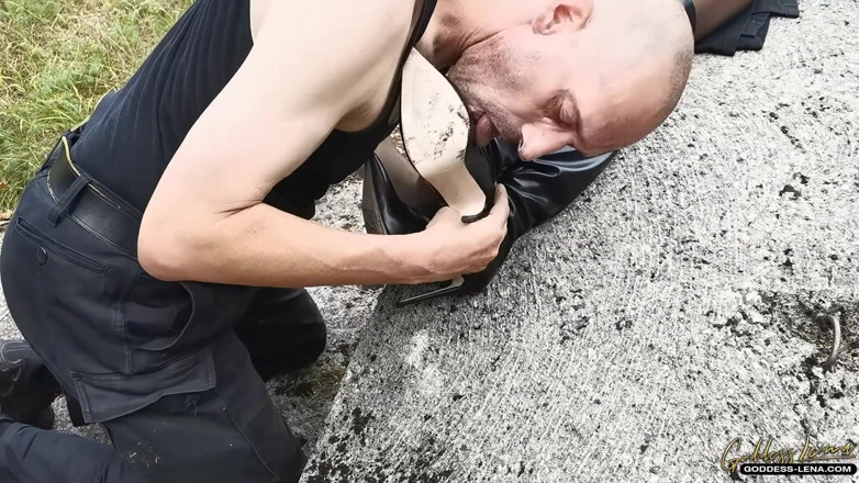 Goddess Lena: Suck my OTK boots!